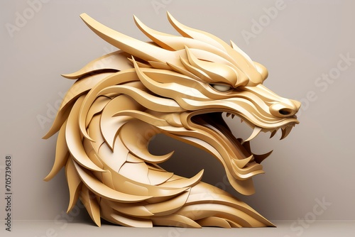 Close-up, 3d mockup of abstract dargon with minimal background