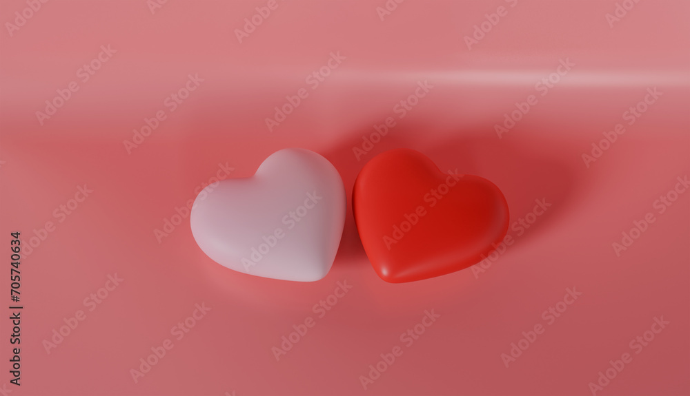 Valentines couple heart on pastel color background