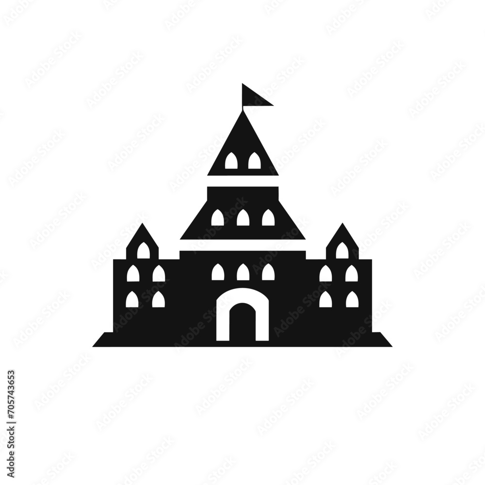 Building simple flat black and white icon logo, reminiscent of Chichen Itza, Famous Structures City Flat Simple B&W.