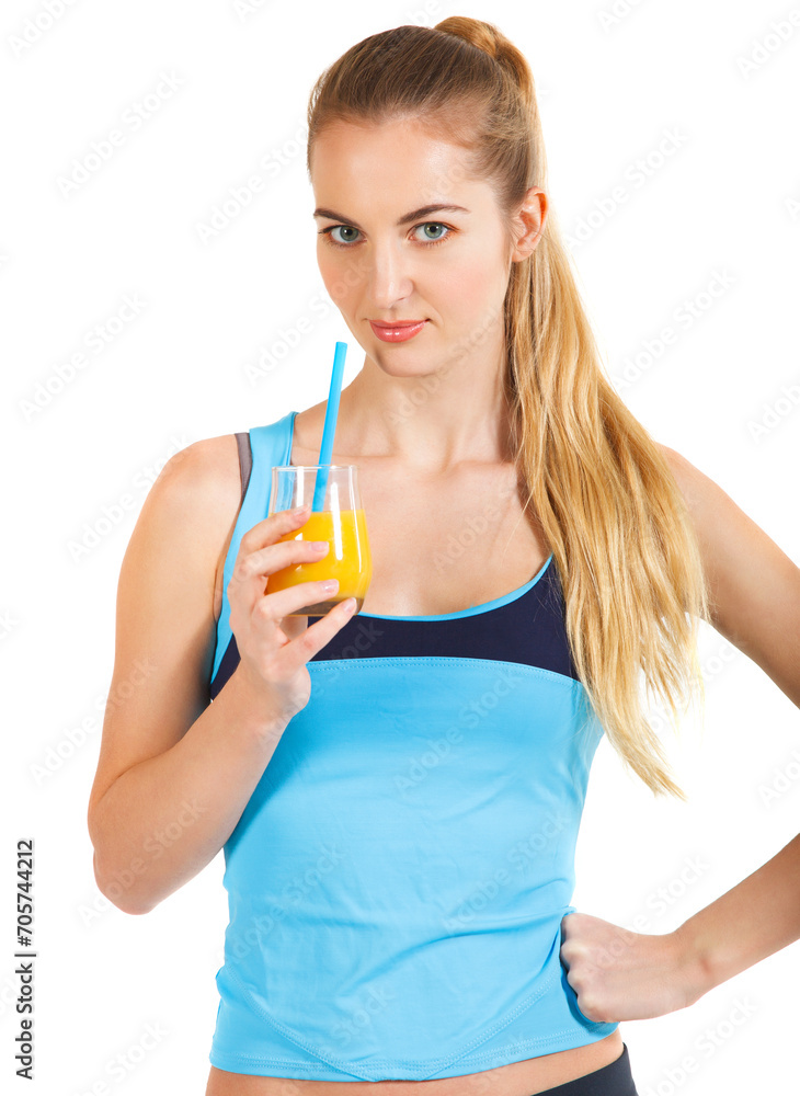 Attractive sporty woman with orange juice Attractive sporty woman with orange juice