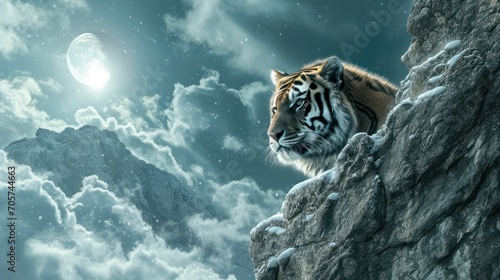 Tiger on the Mountain Top photo