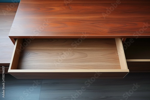 Minimalist storage Empty drawer seen from a stylish top view