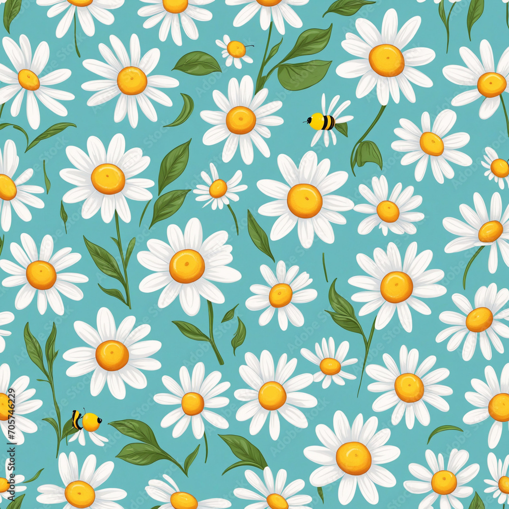 Blue background card with daisies Blue background card with daisies