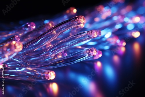  a close up of a string of lights on a black background with a blurry image of a string of lights on a black background with a blurry background.