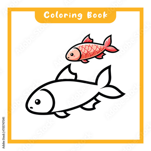 Cute fish design coloring book simple design  learn to color kids