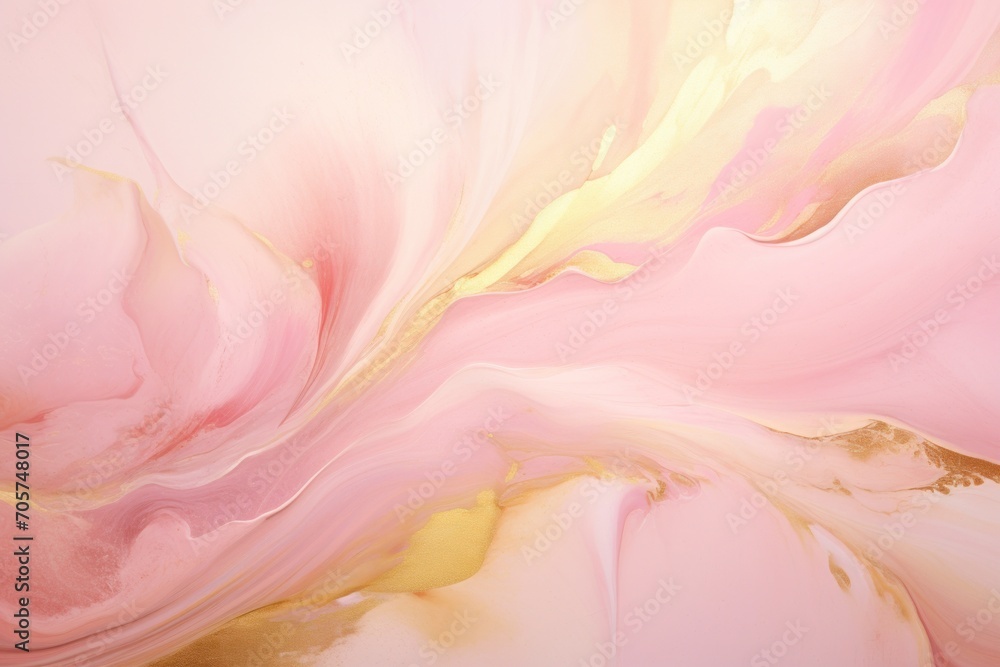  a close up of a pink and yellow fluid paint with a gold stripe on the bottom and bottom of the fluid paint with a gold stripe on the bottom of the bottom of the fluid.