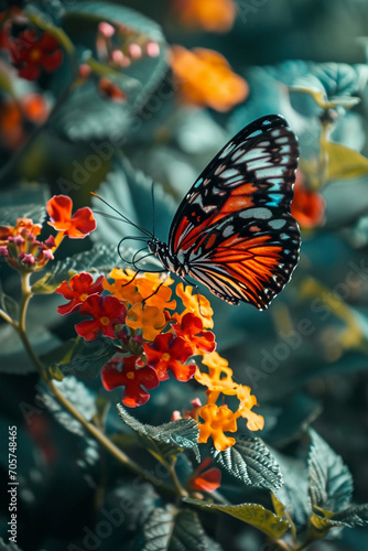a beautiful butterfly sitting on a flower. nature.