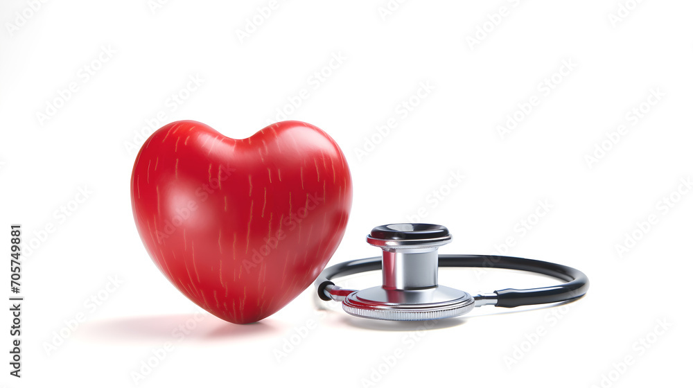 Medical Headphones with red heart on white background, health, body care, illness, Heart health monitoring tool, with clipping path Medical Headphones with red heart on white background, health, body care, illness, Heart health monitoring tool, with clipping path