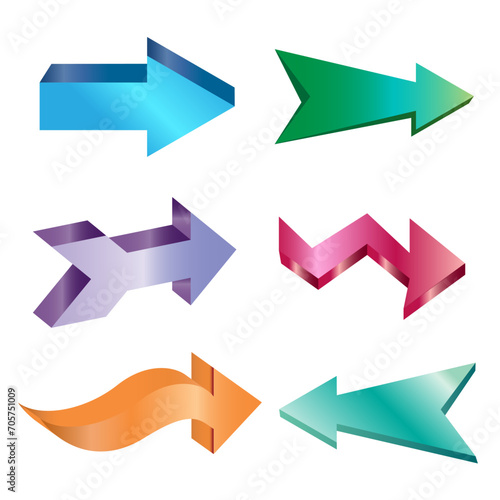 Set of shiny colorful arrows