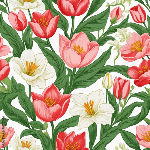 Floral tulip print pattern