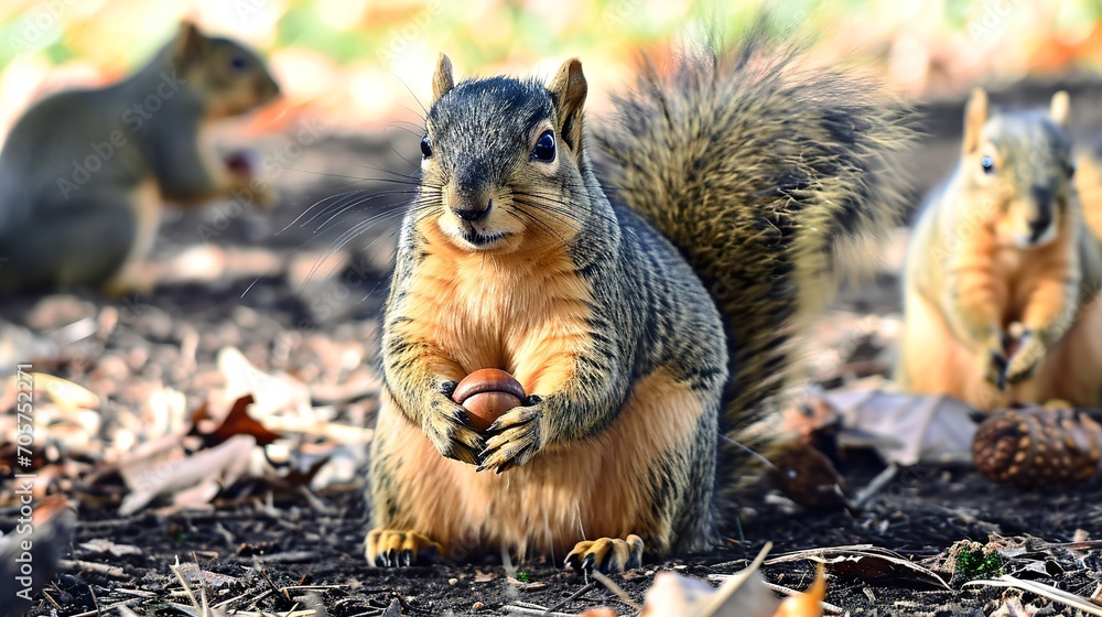 Fototapeta premium squirrel eating nut