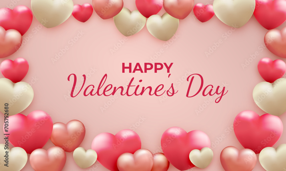 Valentine's day background. 3d love, for banner or greeting card. Vector illustration
