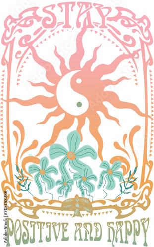 stay positive and happy summer ying yang sun