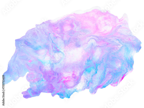 Bright colorful acrylic stain. Liquid flowing acrylic with marble texture on transparent background. Hand made abstract artwork with pink, blue and white colors.