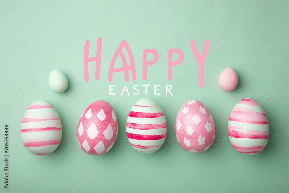 Creative Easter greeting card with pastel Easter eggs. Banner. Spring holidays concept Creative Easter greeting card with pastel Easter eggs. Banner. Spring holidays concept