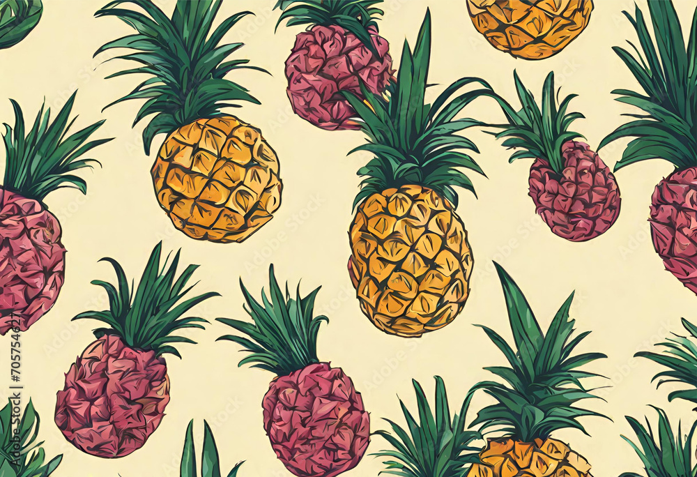 seamless background with pineapple, yellow pineapple seamless background with pineapple, yellow pineapple