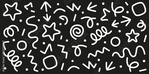 Set of flat line icons. Straight and curved lines indicate a certain direction, springs, symbols.