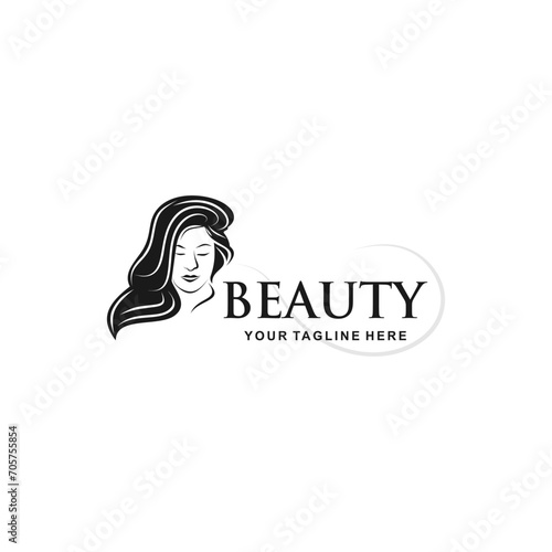 Beauty woman logo isolated on white background. Design beauty woman for logo, Simple and clean flat design of the beauty woman logo template. Suitable for your design need, logo, illustration.