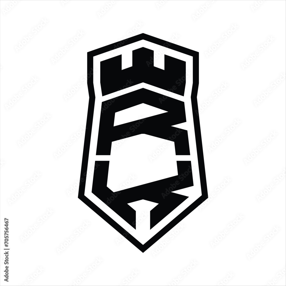 RK Letter Logo monogram hexagon shield shape up and down with crown castle isolated style design RK Letter Logo monogram hexagon shield shape up and down with crown castle isolated style design