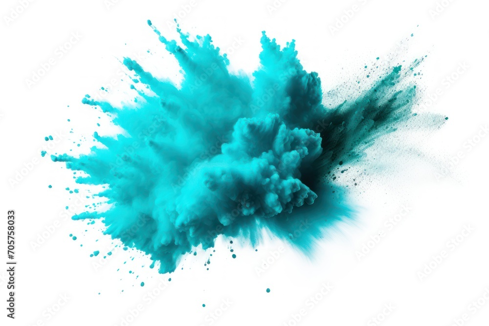  a blue colored substance is flying in the air with it's tail spewing out of it's center, on a white background of a white background.