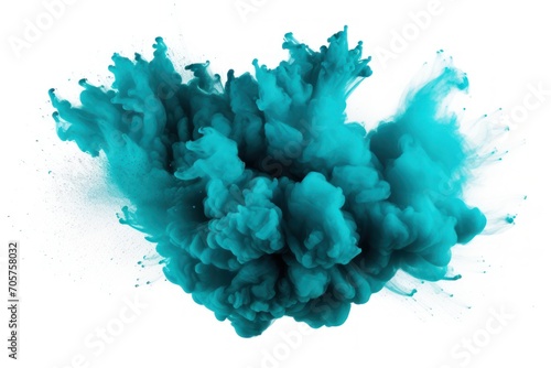  a green substance is in the air on a white background and it looks like it has a lot of smoke coming out of the top of the top of it.