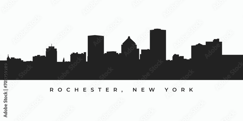 Rochester city skyline silhouette illustration - obrazy, fototapety, plakaty 