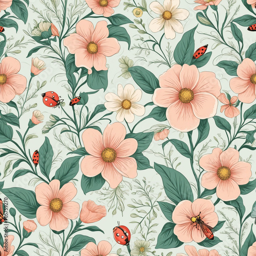 Wallpaper Mural Continuous Flower Design Torontodigital.ca