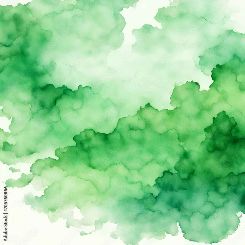 Obraz premium Abstract watercolor paint background by gradient deep green color with liquid texture for background