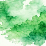 Abstract watercolor paint background by gradient deep green color with liquid texture for background