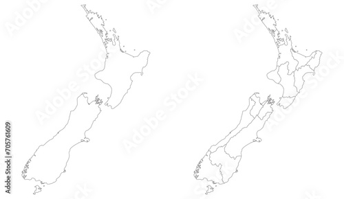 New Zealand map. Map of New Zealand in set in white