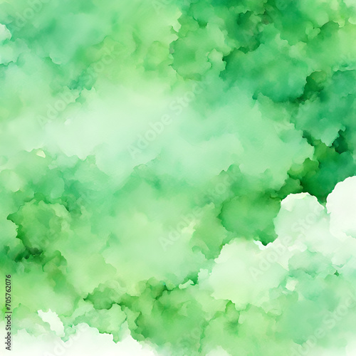 Abstract watercolor paint background by gradient deep green color with liquid texture for background