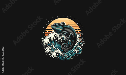 iguana on sea vector illustration artwork design