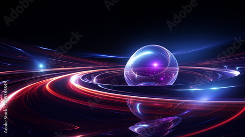 Blue pink and purple neon glow background, wallpaper, laser beam light lines, high speed internet, techonogy backdrop. abstract background. Generative AI