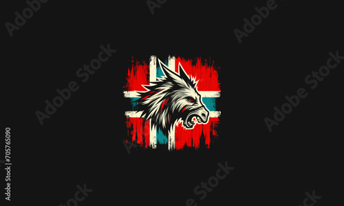 head donkey with flag norwegia vector mascot design