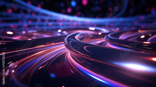 Blue pink and purple neon glow background, wallpaper, laser beam light lines, high speed internet, techonogy backdrop. abstract background. Generative AI photo