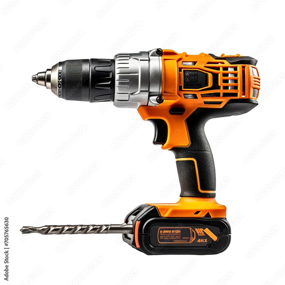 Electric drill isolated on transparent background