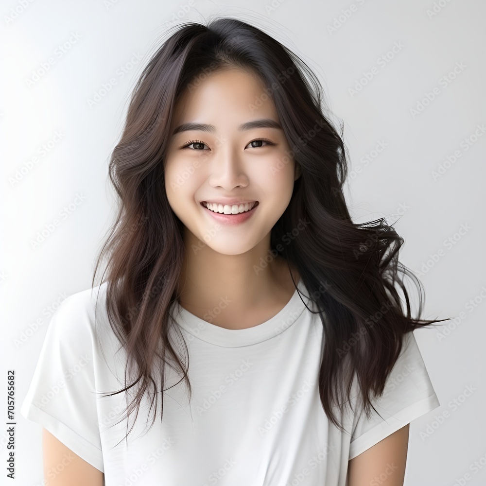 young happy asian woman posing and looking in camera,white background young happy asian woman posing and looking in camera,white background