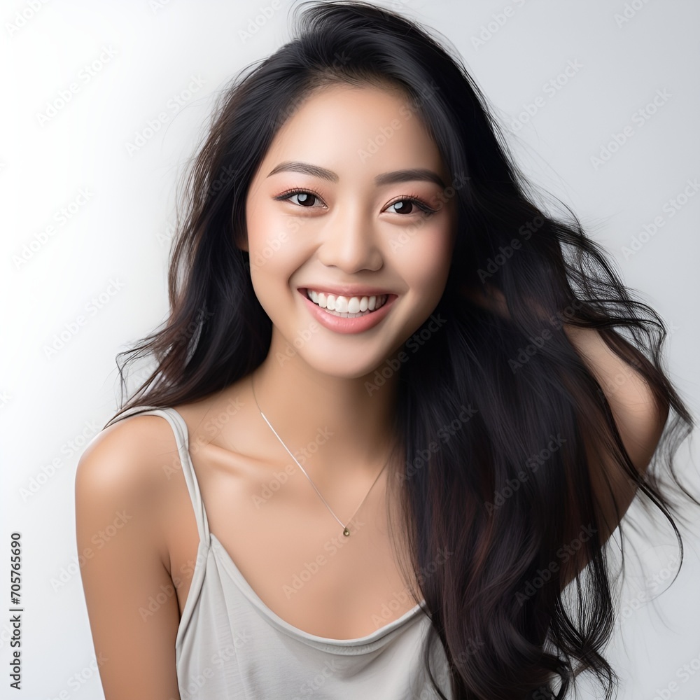 young happy asian woman posing and looking in camera,white background young happy asian woman posing and looking in camera,white background