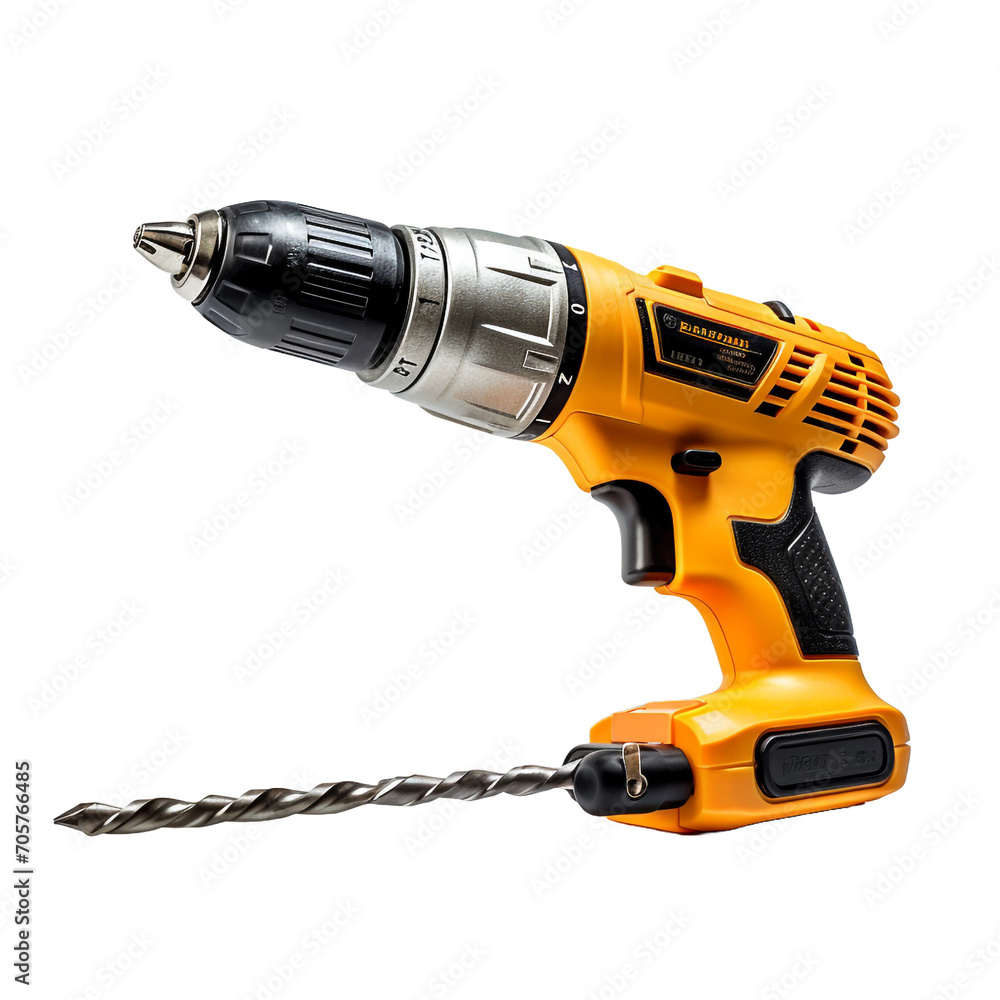 Electric drill isolated on transparent background