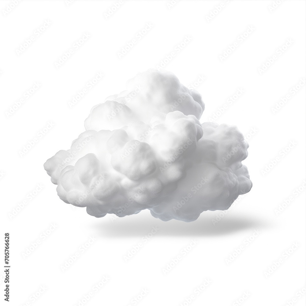 Stormy rainy cotton wool cloud isolated on white background.