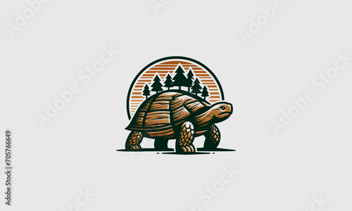 turtle and forest vector logo design