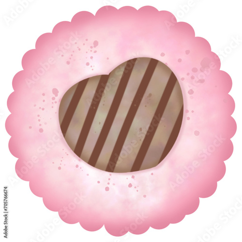 medium pink cookie painting with a heart shape.