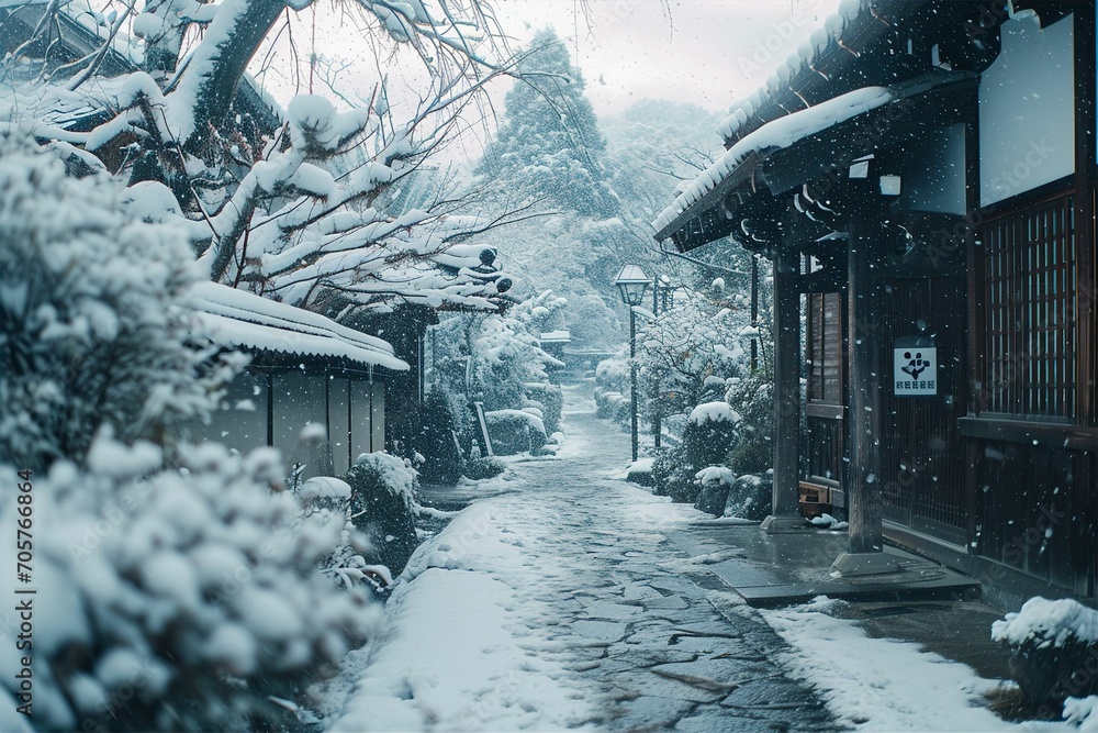 Fototapeta premium 日本の冬の町並み・風景の写真（神社・田舎・都会）