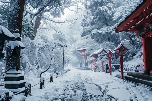 日本の冬の町並み・風景の写真（神社・田舎・都会）