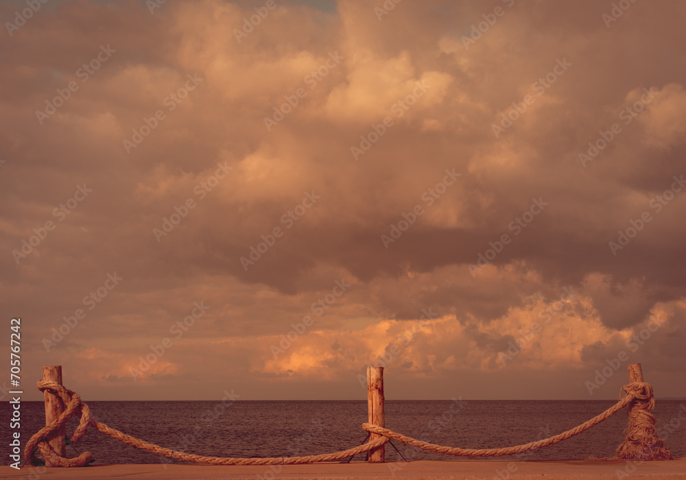 Fototapeta premium Seafront and cloudy sky in autumn