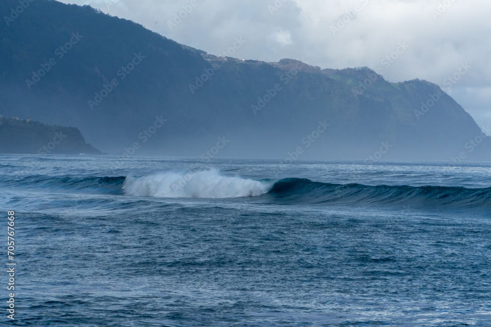 Coast line cliffs of madeira with strong waves Coast line cliffs of madeira with strong waves