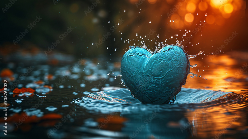 Fototapeta premium heart shaped water drops
