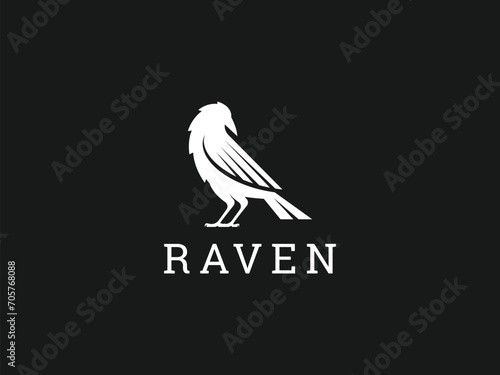 raven logo vector icon illustration, crow logo template