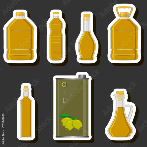 Illustration on theme big kit oil in different glass bottles for cooking food