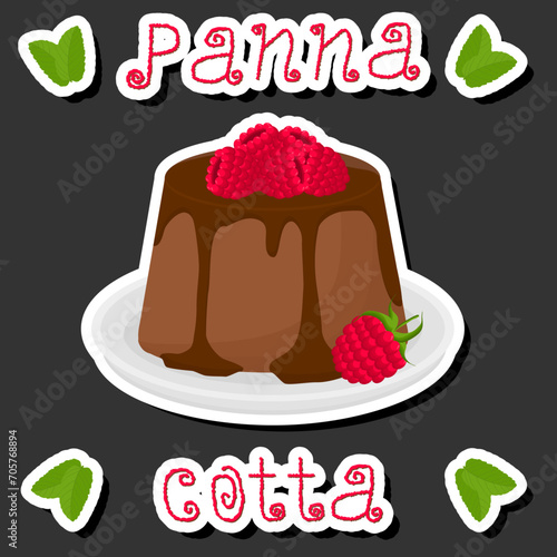 Illustration on theme fresh fruit tasty jelly panna cotta of various ingredients